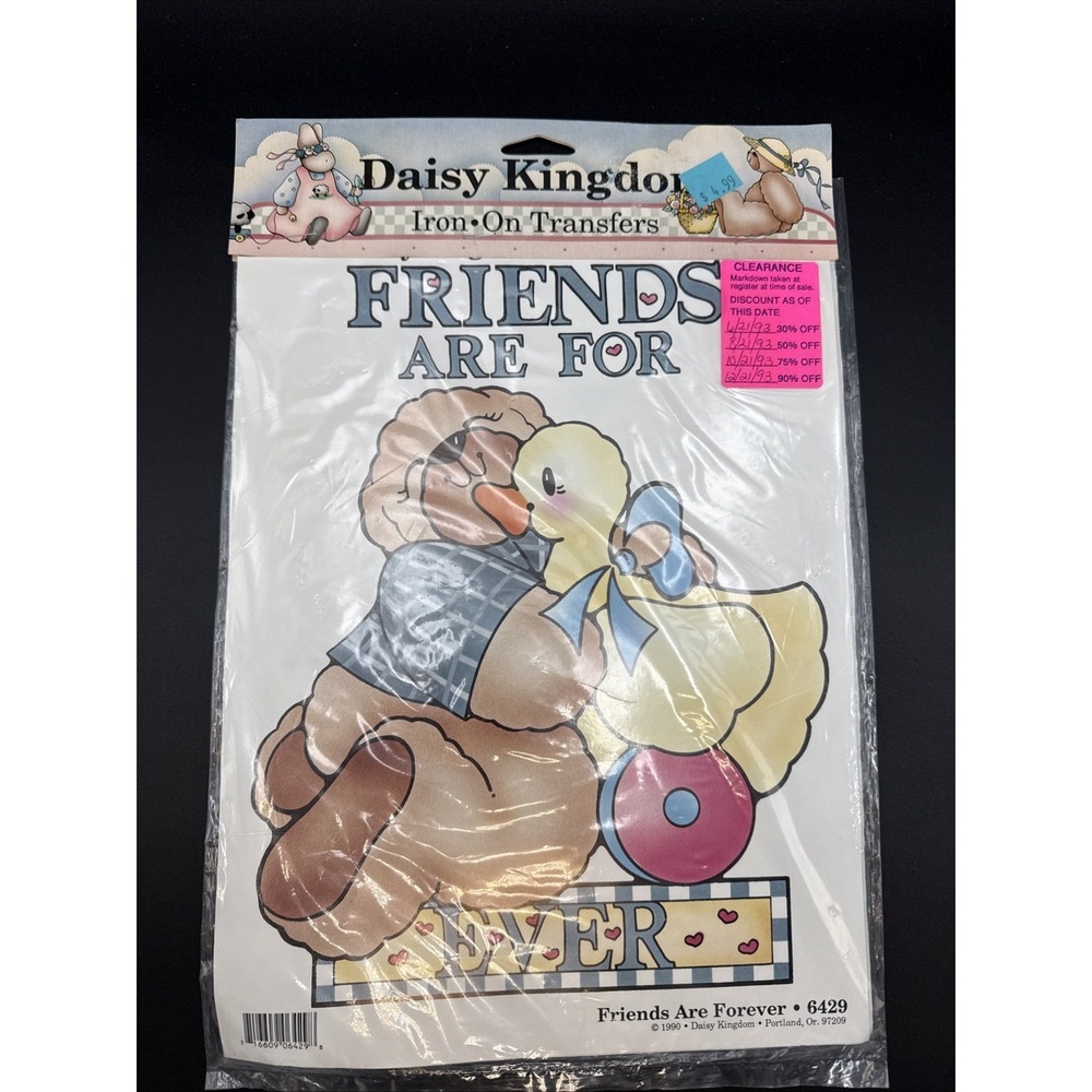Vintage Daisy Kingdom Iron On Transfer 1990 Bear Duck DIY‎ Cottagecore
